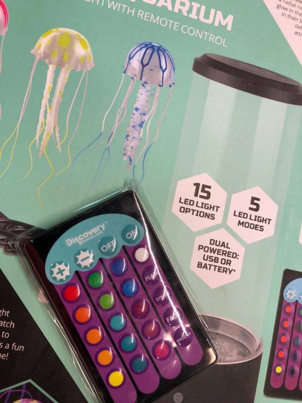 Photo 3 of Discovery #Mindblown Jellyfish Aquarium Color-Morphing Lamp with 15 Light Options and Remote Control, Educational Biology Themed Bedroom Light for Kids & Adults Ages 8 and Up