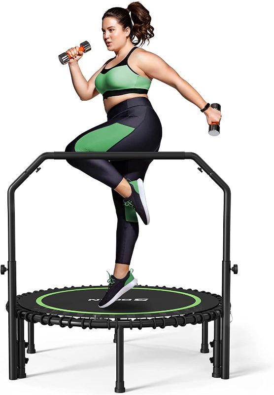 Photo 1 of BCAN 450/550 LBS Foldable Mini Trampoline, 40"/48" Fitness Trampoline with Bungees/Adjustable Foam Handle, Stable & Quiet Exercise Rebounder for Kids Adults Indoor/Garden Workout
