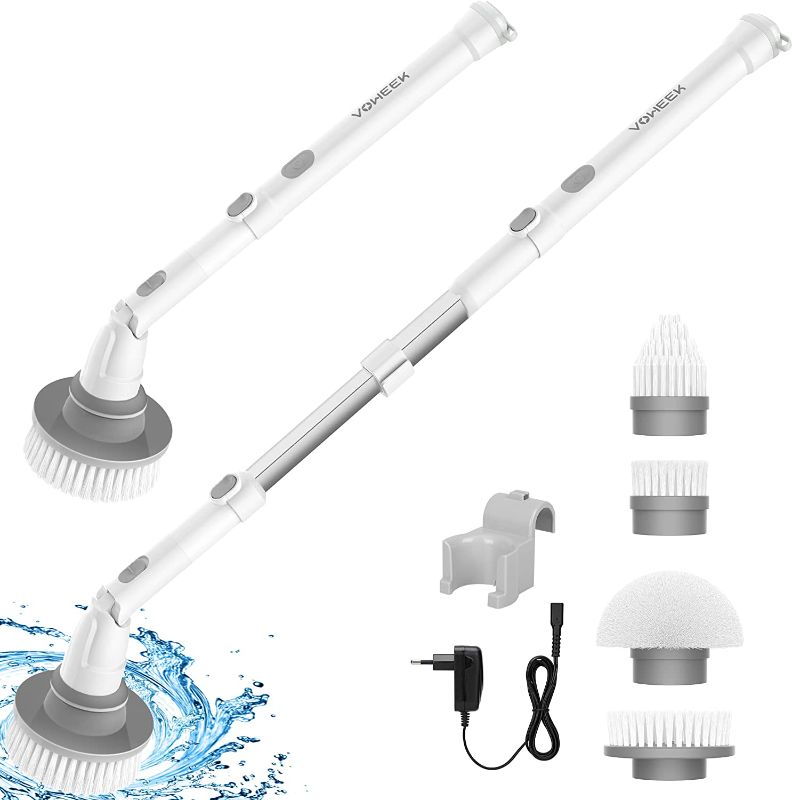 Photo 1 of  Electric Spin Scrubber, Cordless Cleaning Brush with Adjustable Extension Arm 4 Replaceable Cleaning Heads, Power Shower Scrubber for Bathroom, Tub,...
