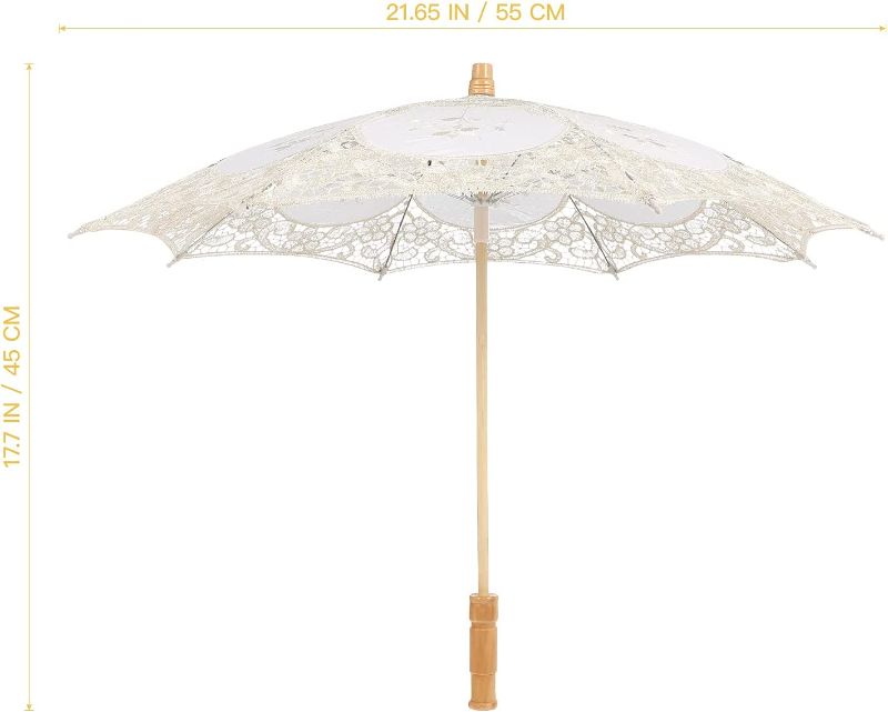 Photo 1 of 44cm Lace Umbrella, Paper Umbrellas for Decorations, Bridal Umbrella, Wooden Handle Parasol for Weddings, Parties,Outdoor Photography - Beige, 17.7 x 21.6 inches
