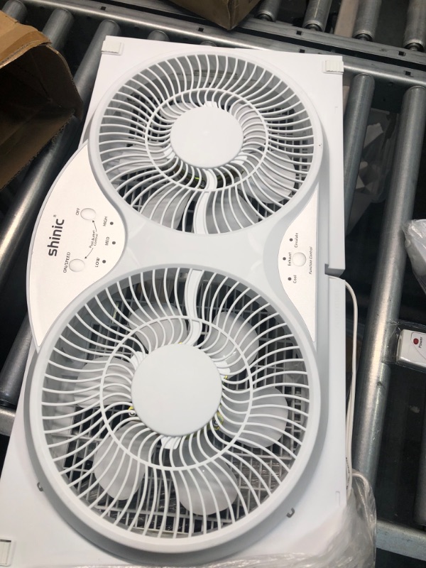Photo 2 of Shinic 9 Inch Twin Window Fan with Remote, 3 Speeds, 3 Function, Reversible Quiet Air Flow, Kitchen Exhaust Fan with Additional Expandable Panel, 22.5"-37" Fit Household Window Fans for Bathroom
