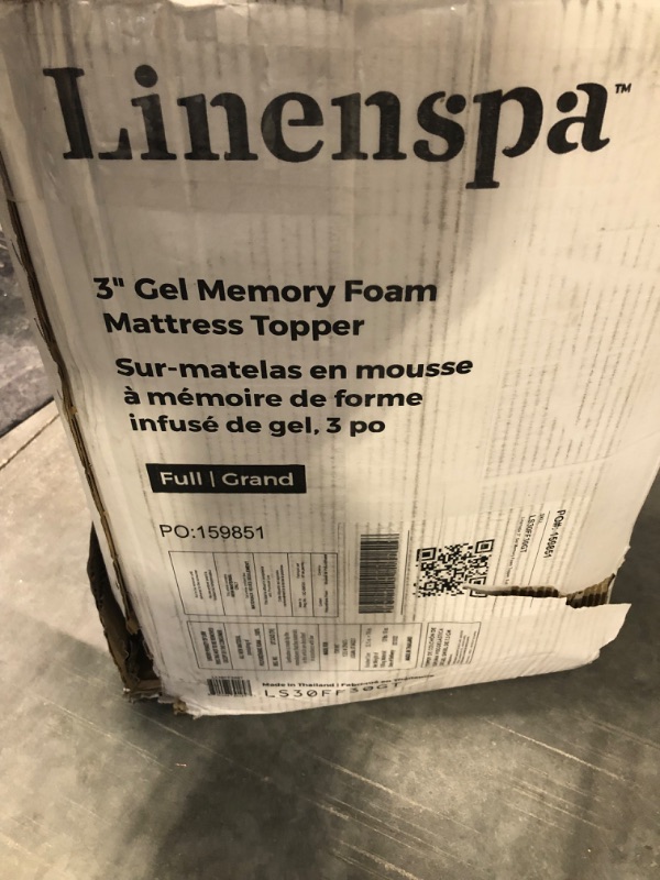 Photo 2 of Linenspa 3 Inch Memory Foam Mattress Topper, Gel Infused Full Mattress Topper, CertiPUR-US Certified Full 3 Inch Topper Only