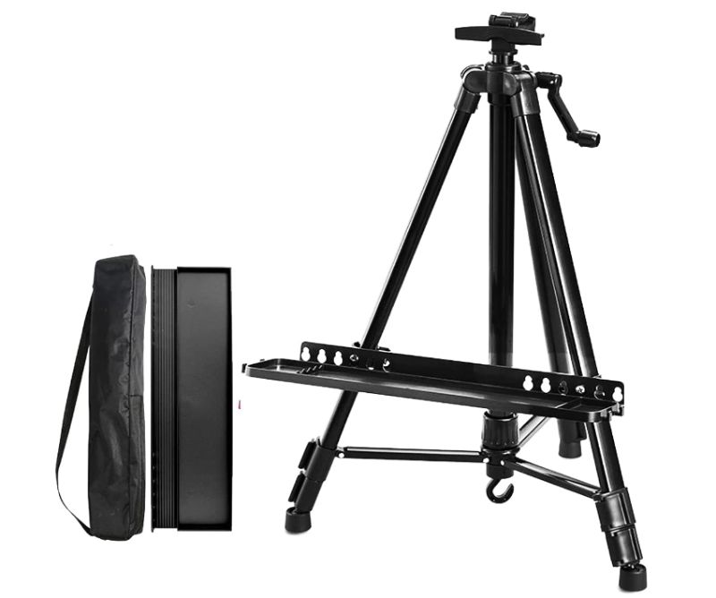 Photo 1 of Coestai 60" Painting Easel Stand, 21"to 60"Adjustable Easel for Painting Canvases Aluminum Art Easel with Paintbrush Tray Display Stand (Black)