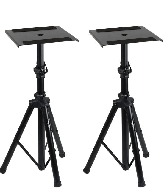 Photo 1 of Starument Studio Monitor Speaker Stands - Heavy-Duty Support for Sound System, Adjustable Pole Height, Foldable Tripod Legs, Non-Slip Rubber Pads - Portable & Durable - Home, Professional Use - 1 Pair