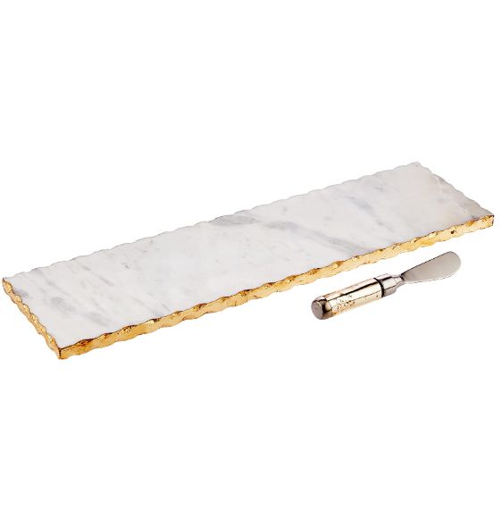 Photo 1 of  Mud Pie- Marble and Gold Edge Hostess Set Serving Platter, One Size, white