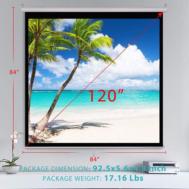 Photo 1 of VIVOHOME 120 Inch Manual Pull Down Projector Screen, 1:1 Retractable Widescreen