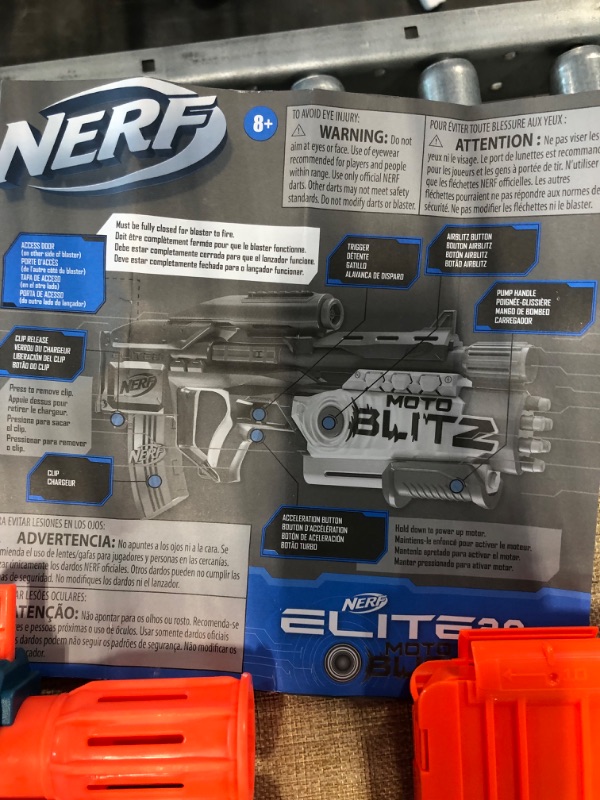 Photo 5 of NERF Elite 2.0 Motoblitz Blaster with Scope, Motorized 10-Dart Blasting, Airblitz 6 Darts, 22 Darts, Outdoor Toys for 8 Year Old Boys & Girls