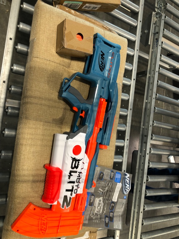 Photo 6 of NERF Elite 2.0 Motoblitz Blaster with Scope, Motorized 10-Dart Blasting, Airblitz 6 Darts, 22 Darts, Outdoor Toys for 8 Year Old Boys & Girls