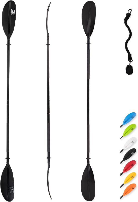 Photo 1 of OCEANBROAD Fishing Kayak Paddle - 98in/250cm Alloy Shaft Paddles Kayaking Fishing Oar with Paddle Leash Black 2 Pack Only 