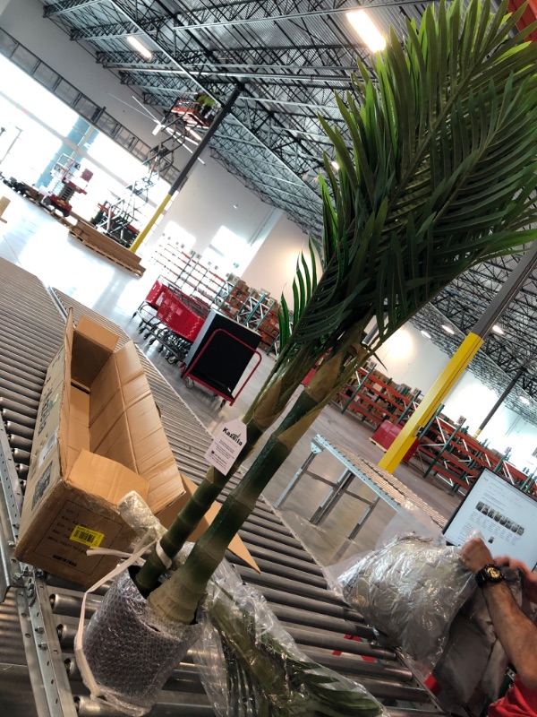 Photo 3 of Kazeila Artificial Golden Cane Palm Tree, 6FT Fake Tropical Palm Plant, Pre Potted Faux Greenry Plant for Home Decor Office House Living Room Indoor Outdoor