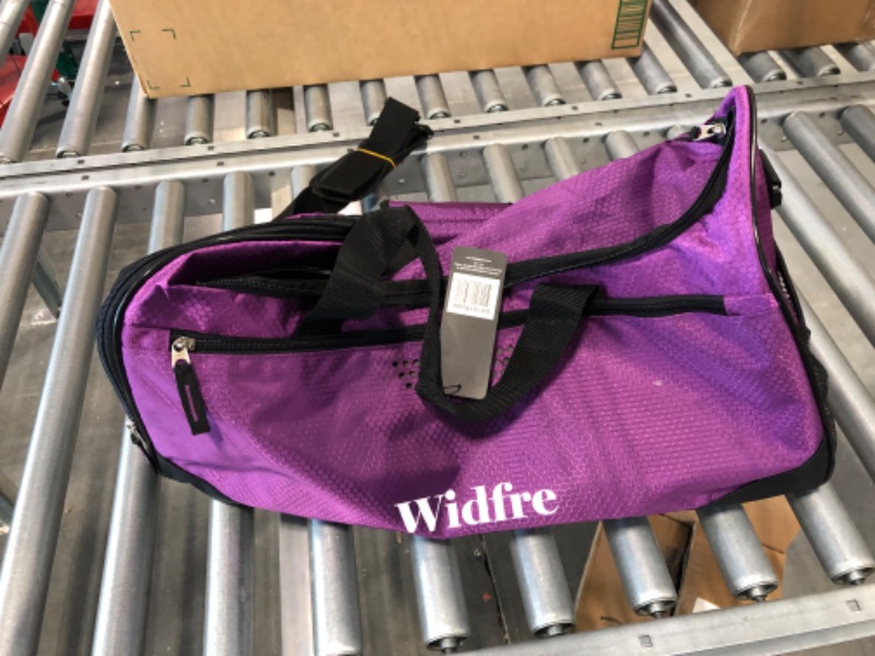 Photo 2 of Widfre Sports Gym Bags Duffle Bag for Travel, Daily Use, TPU Waterproof Pocket, Shoes Compartment, Women and Men Purple Large Size