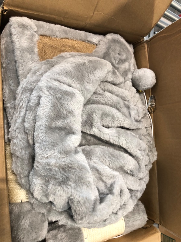Photo 1 of Heybly Cat Tree Cat Tower for Indoor Cats, Multi-Level Cat Furniture Condo with Scratching Board, Light Gray HCT012W