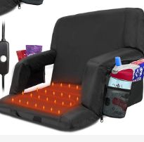 Photo 1 of Blufree Extra Wide Heated Stadium Seat, 6 Reclinng PositionsThick Cushion for Outdoors Picnic Camping & Sports -Black .Not Include USB Power Bank.