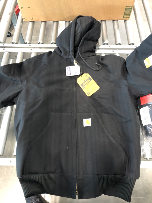 Photo 1 of Carhartt Men's Loose Fit Firm Duck Insulated Flannel-Lined Active Jacket Small Black