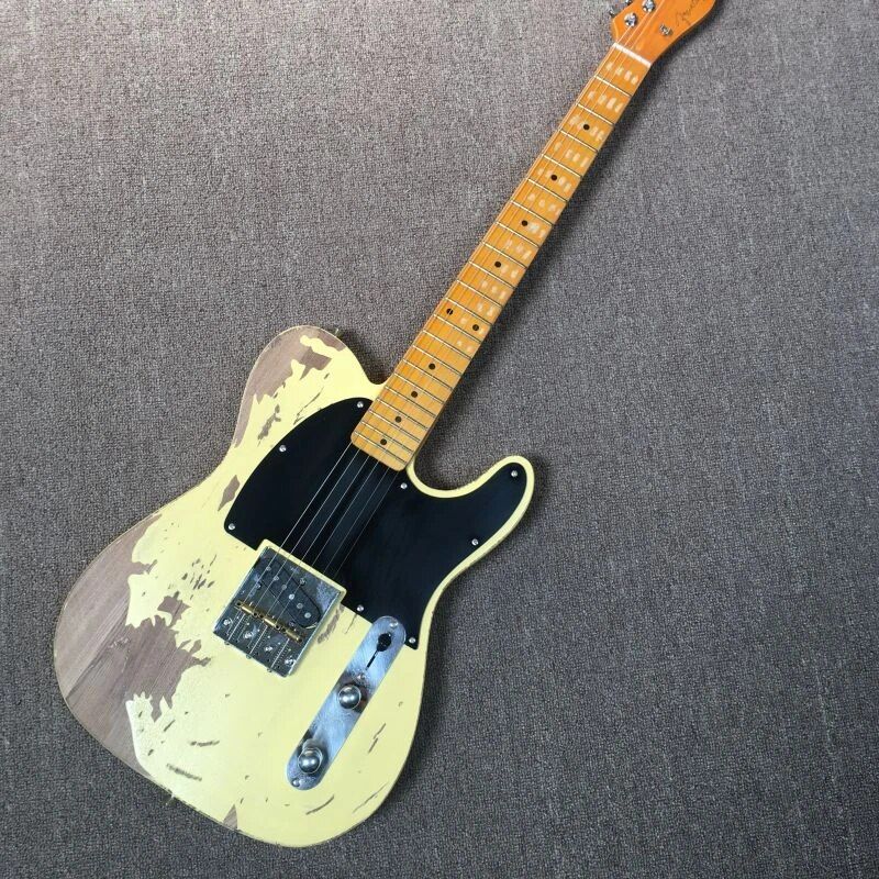 Photo 1 of Heavy Relic TL Electric Guitar Maple Neck Aged Hardware Cream Yellow Nitro Lacquer Finish 