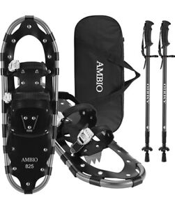 Photo 1 of Ambio Light Weight Snowshoes Set for Men Women Youth Kids, Aluminum Alloy Terrain Snow Shoes with Trekking Poles , Ski Goggles and Carrying Tote Bag, 14"/21"/25"/27"/30" (30)