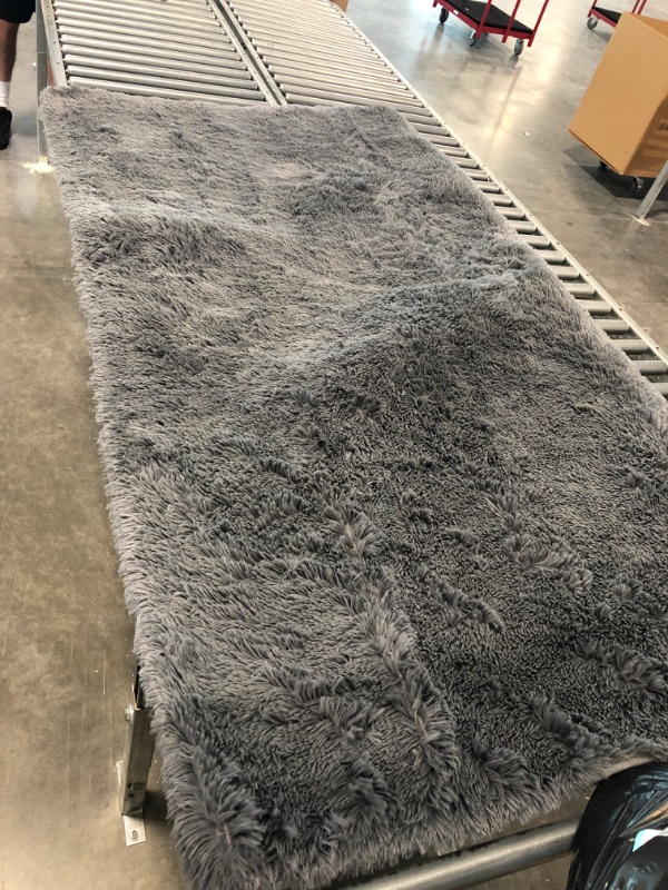 Photo 3 of Arbosofe Fluffy Soft Area Rugs for Bedroom Living Room, Dark Gray Shaggy Rugs 6 x 9 Feet, Carpet for Kids Room, Throw Rug for Nursery Room, Fuzzy Plush Rug for Dorm, Luxury Home Rugs 6 Feet x 9 Feet Dark Gray