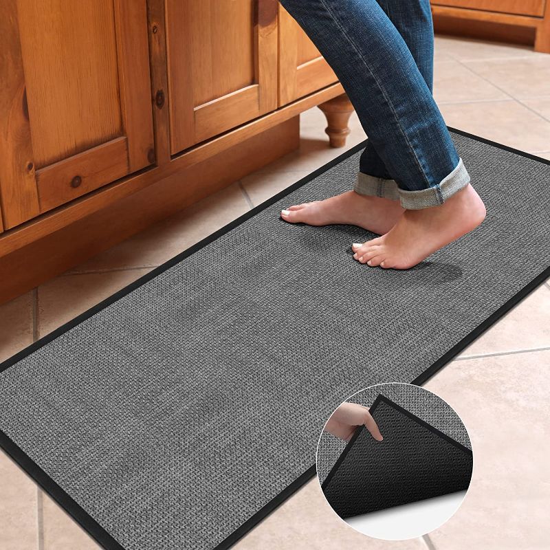 Photo 1 of Absorbent Kitchen Carpet Jute Kitchen Rugs Grey - Rubber Backed
