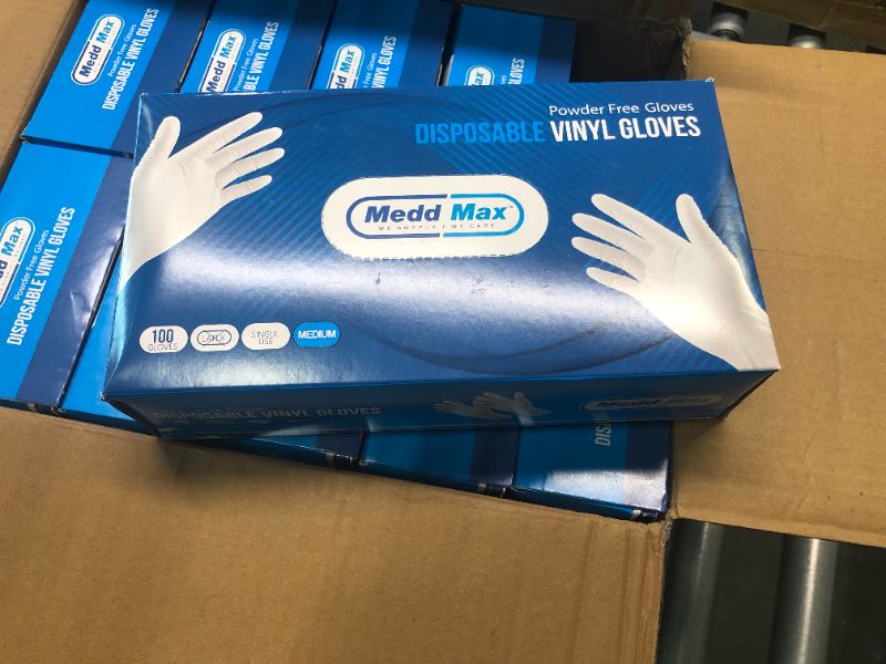 Photo 3 of MEDD MAX Disposable Vinyl Gloves Powder Free Non Latex Allergy Free, Clear Multi-Purpose Heavy Duty Super Strength Plastic Rubber Vynil Cleaning Gloves, Medium (Pack of 1000)