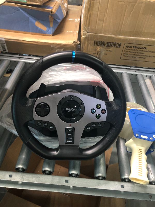 Photo 2 of Gaming Racing Wheel, PXN V9 270°/900° Adjustable Racing Steering Wheel, with Clutch and Shifter, Support Vibration and Headset Function, Suitable for PC, PS3, PS4, Xbox One, Nintendo Switch.