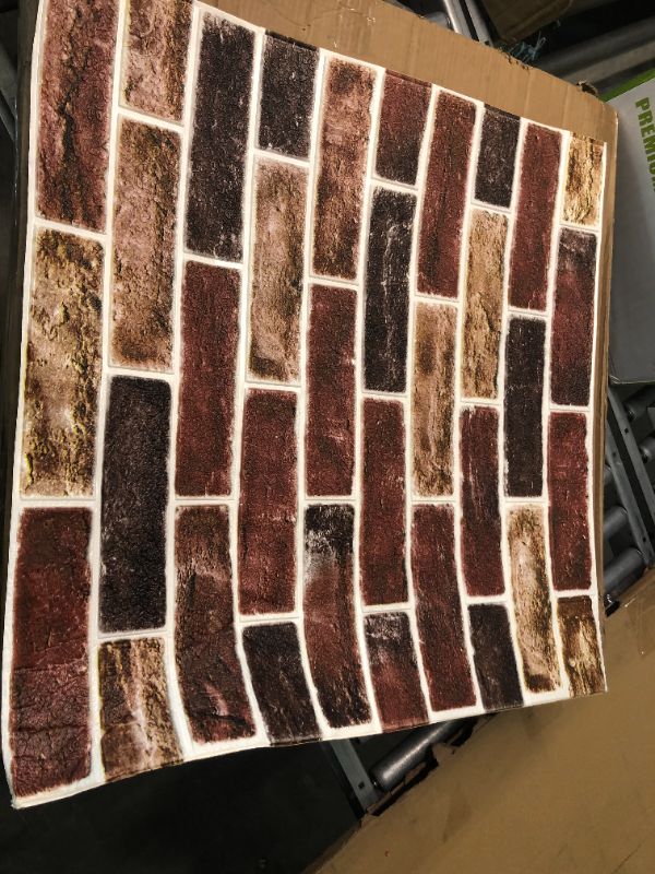 Photo 3 of Art3d 20-Pack 105 Sq.Ft Faux Brick 3D Wall Panels Peel and Stick in Red Brown, Self Adhesive Waterproof Foam Wallpaper for Bedroom, Bathroom, Kitchen 20 Red brown