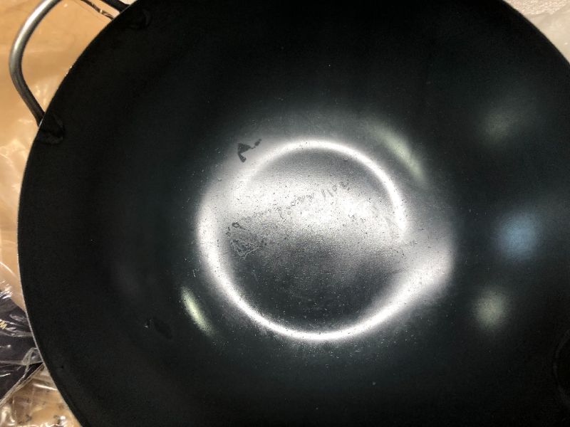 Photo 4 of YOSUKATA Carbon Steel Wok Pan – 13,5 “ Woks and Stir Fry Pans - Chinese Wok with Flat Bottom Pow Wok - Traditional Chinese Japanese Woks - Black Steel Wok 13.5" Black