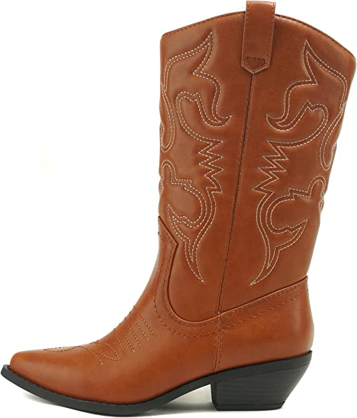 Photo 1 of Soda Reno Women Western Cowboy Pointed Toe Knee High Pull On Tabs Boots