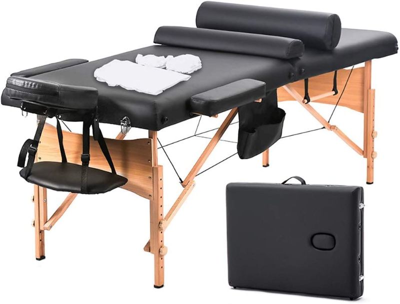 Photo 1 of assage Table Massage Bed Spa Bed 73 Inch Heigh Adjustable 2 Fold Portable Massage Table W/Sheet Cradle Cover 2 Bolster Hanger Facial Salon Tattoo Bed