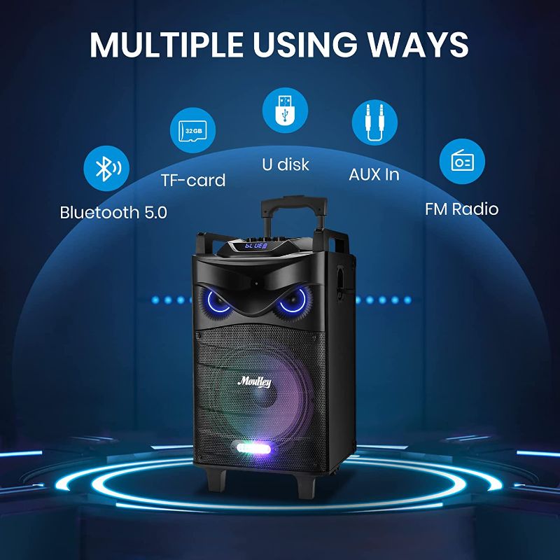 Photo 1 of Moukey Karaoke Machine, PA System Woofer, Portable Bluetooth Speaker 