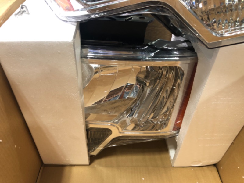 Photo 1 of ADCARLIGHTS 2009-2014 Ford F150 Pickup Headlight Assembly for 2009-2014 Ford F150 Clear Lens Chrome Housing with Amber Reflector Headlamp Replacement Left and Right OE Replacement A-Chrome Housing Amber Reflector Clear Lens