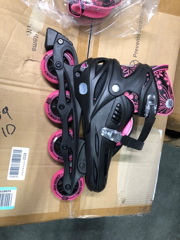 Photo 2 of High Bounce Adjustable Inline Skate for Adults and Kids Lightweight Skates with Smooth Gel Wheels Pink X Large (8-10.5) - Youth & Adult
