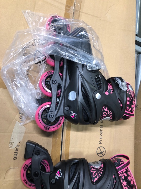 Photo 3 of High Bounce Adjustable Inline Skate for Adults and Kids Lightweight Skates with Smooth Gel Wheels Pink X Large (8-10.5) - Youth & Adult