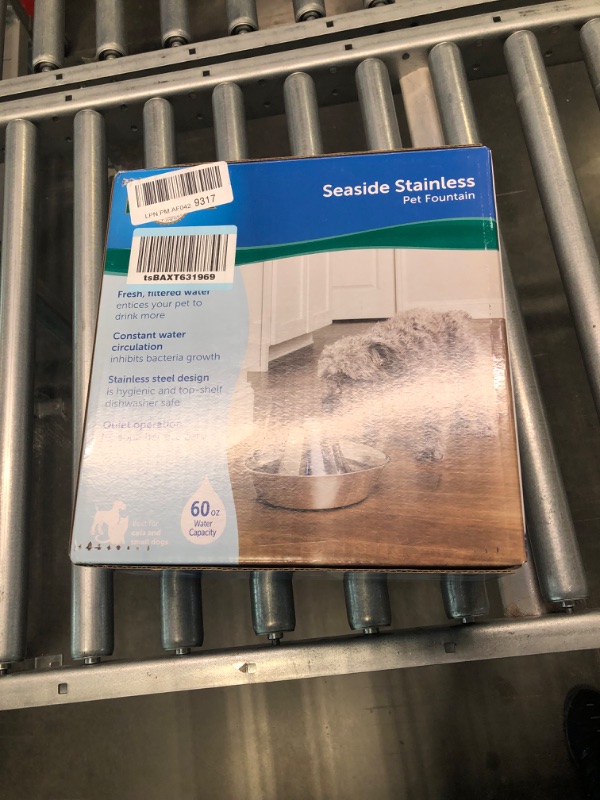 Photo 4 of PetSafe Seaside Stainless Cat & Dog Fountain - 2 Water Filters & 1 Pump Included - Tower Creates Soothing Flow for Pets - Scratch- and Rust-Resistant Material Inhibits Pet Acne - 60 Oz Water Capacity 1 Count