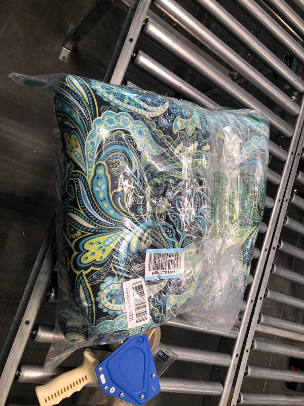 Photo 4 of Pillow Perfect Pretty Paisley Large Chair Pads, 17" x 17.5", Blue/Green, 2 Count Indoor/Outdoor Patio Reversible Chairpad with Ties
