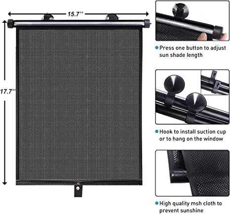 Photo 1 of Roller Sun Shade for Car Window, Retractable Car Sun Shade for Block Sun Glare and Heat