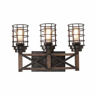 Photo 1 of Eumyviv Industrial 3 Lights Bathroom Wood Vanity Light,