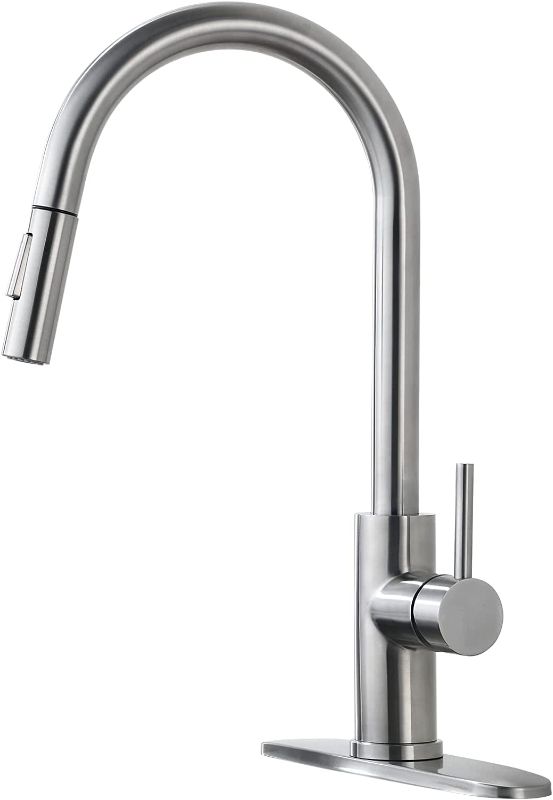 Photo 1 of VAKITAP Kitchen Faucets Brushed Nickel Stainless Steel Sink Faucet for Kitchen with Deck Plate