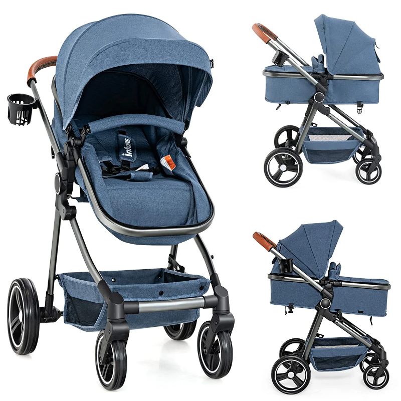 Photo 1 of INFANS 2 in 1 High Landscape Convertible Baby Stroller, Newborn Reversible Bassinet Pram, Foldable Pushchair