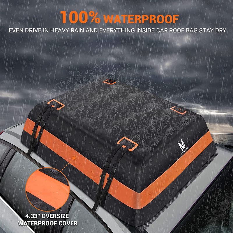 Photo 1 of MICTUNING 21 Cubic Feet Car Rooftop Cargo Bag for Extra Cargo Space, Waterproof for All Cars with/Without Rack