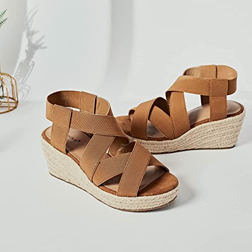 Photo 1 of Luoika Women's Wide Width Wedge Sandals, Ankle Strap Flat Low Wedge Platform Heel Sandal. SIZE 13 W