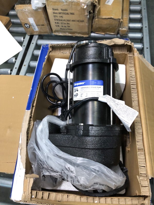 Photo 1 of Acquaer 1/2HP Submersible Sewage/Effluent Pump, 6000 GPH, Cast Iron, Automatic Tethered Float Switch, 115V Sump Pump for Septic Tank, Residential Sewage, Basement, 2'' NPT Discharge 1/2 HP