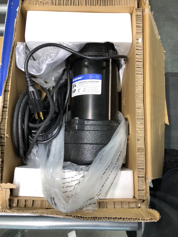 Photo 3 of Acquaer 1/2HP Submersible Sewage/Effluent Pump, 6000 GPH, Cast Iron, Automatic Tethered Float Switch, 115V Sump Pump for Septic Tank, Residential Sewage, Basement, 2'' NPT Discharge 1/2 HP