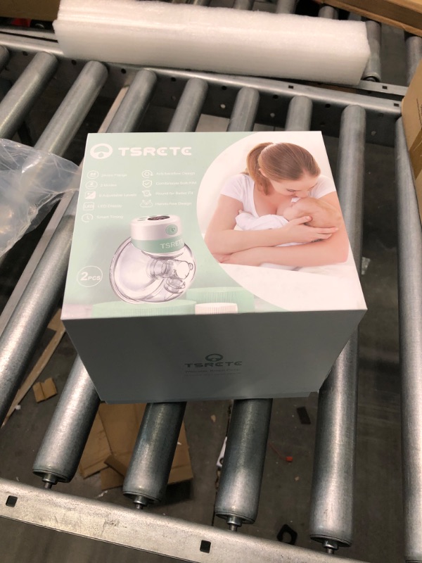 Photo 3 of TSRETE Breast Pump, Double Wearable Breast Pump, Electric Hands-Free Breast Pumps with 2 Modes, 9 Levels, LCD Display, Memory Function Rechargeable with Massage and Pumping Mode 24mm Flange-Green
