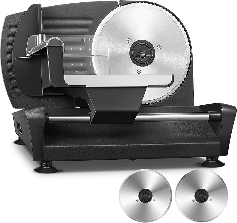 Photo 1 of Meat Slicer, Housnat Kitchen Pro 200W Electric Deli Food Slicer with Two 7.5'' Blade(Serrated & Smooth) for Home Use, Precise 0-15mm Adjustable Thickness for Meat, Cheese, Bread, Include Food Pusher
