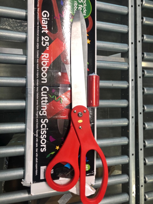 Photo 2 of Giant Ribbon Cutting Scissor Set with Red Ribbon Included - 25" Extra Large Scissors - Heavy Duty Metal Construction for Grand Openings, Inaugurations, Ceremonies & Special Events