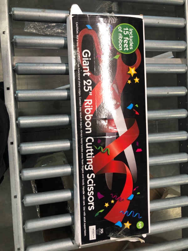 Photo 1 of Giant Ribbon Cutting Scissor Set with Red Ribbon Included - 25" Extra Large Scissors - Heavy Duty Metal Construction for Grand Openings, Inaugurations, Ceremonies & Special Events