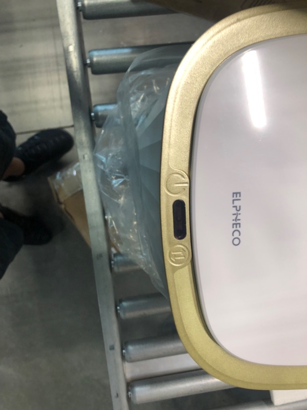 Photo 1 of ELPHECO 3.5 Gallon Bathroom Trash Can, 13.5 Litre Bedroom Motion Sensor Trash Can with Lids, Automatic Waterproof Trash Can for Bathroom, Living Room, Bedroom, Office, White with Golden Trim