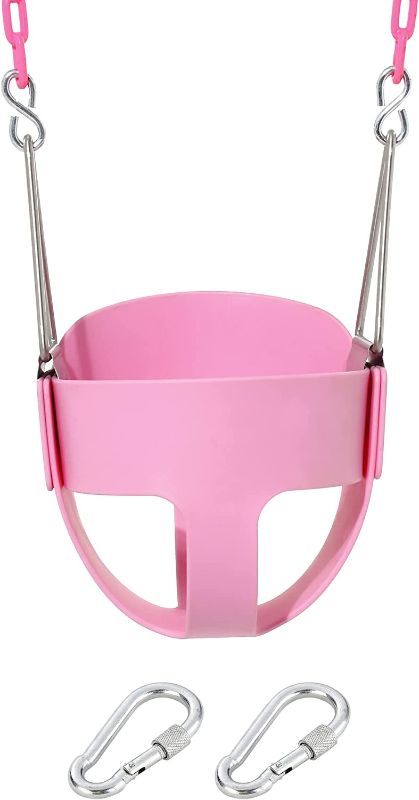 Photo 1 of Take Me Away Pink Swing Seat - Heavy Duty Chain Plastic Coated - Playground Swing Set Accessories Replacement
