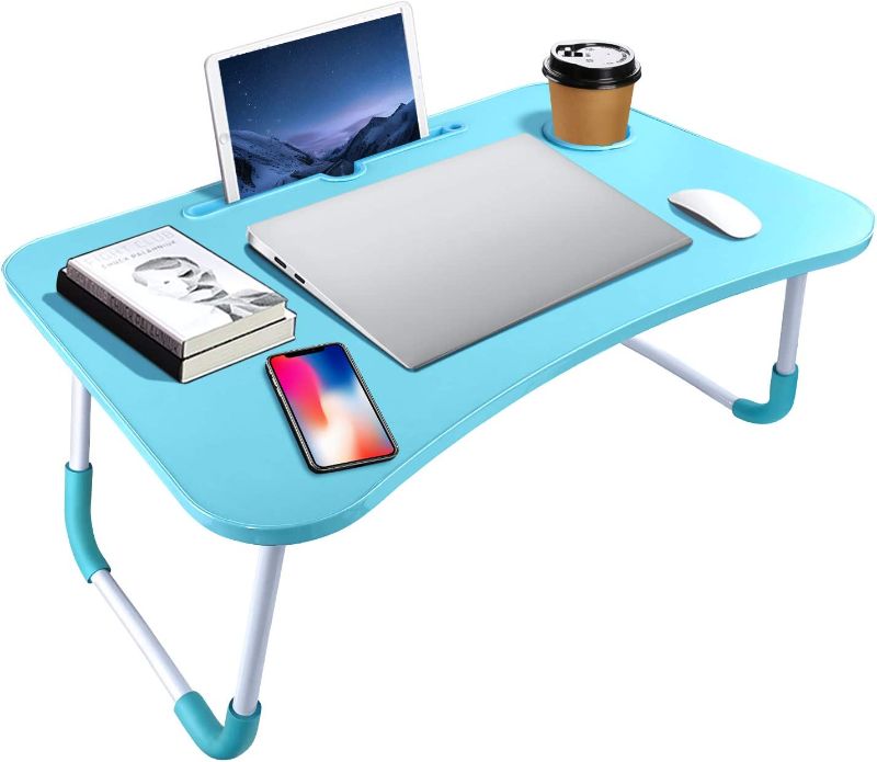 Photo 1 of Portable Laptop Bed Table, Fordable Lap Desk with Cup Slot & Notebook Stand Breakfast Bed Trays for Eating and Laptops SIMILAR TO STOCK PICTURE