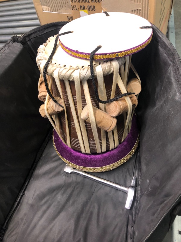 Photo 1 of MAHARAJA Tabla Drum Set - Buy 3KG Black Brass Bayan, Finest Dayan, Hammer, Cushions & Cover (PDI-EA)